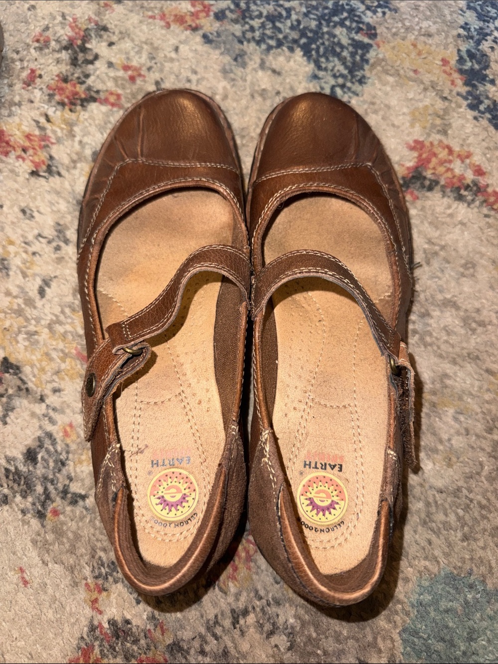 Earth Brown Girls' Strap Mary Jane Flats